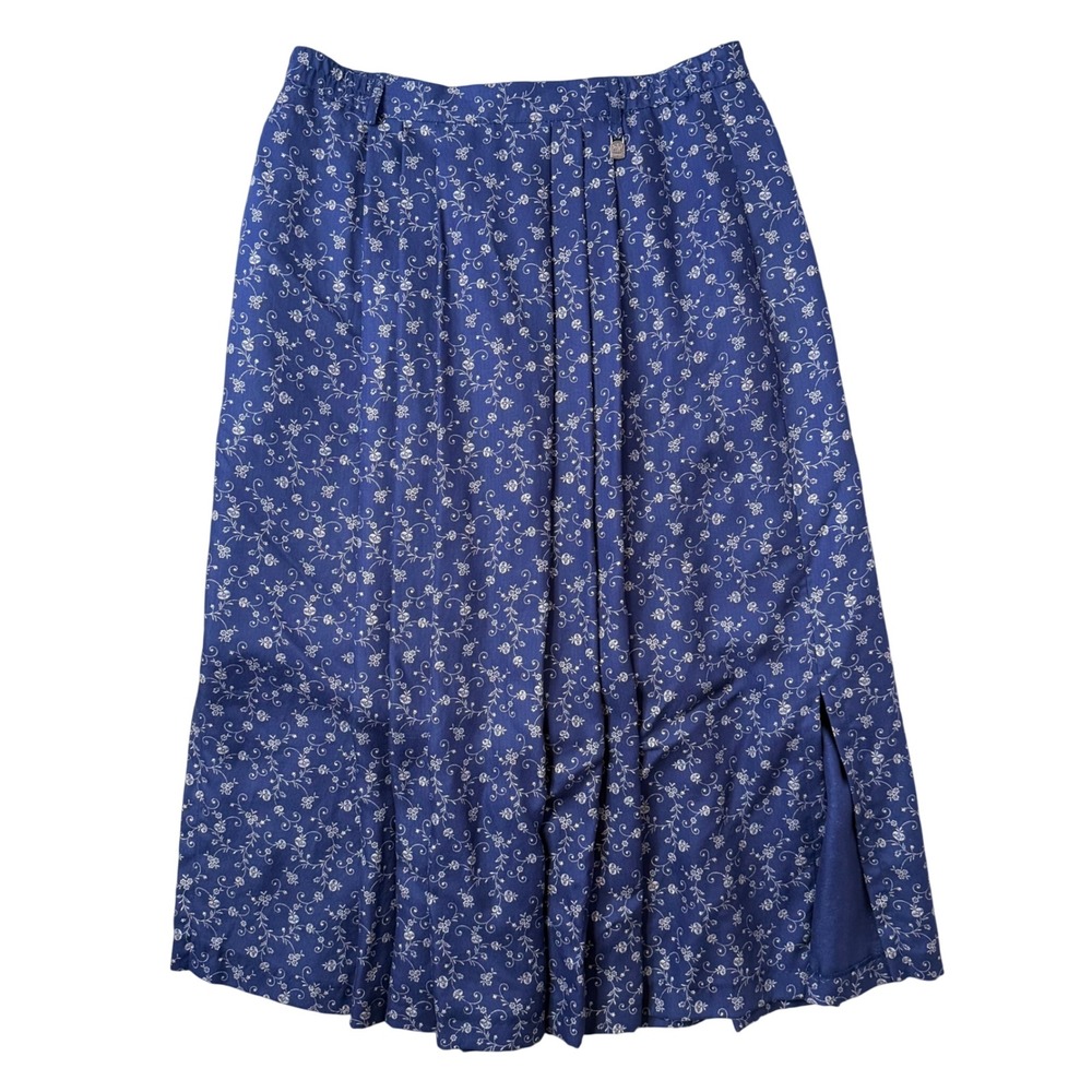 Hammerschmid Trachten Midi Maxi Skirt Blue Floral Folk Oktoberfest Cottage XL